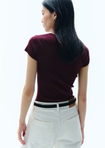 H&amp;M Maroon Short Sleeve Knit Top
