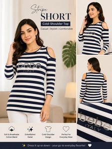 Bebe Striped Cold Shoulder Top