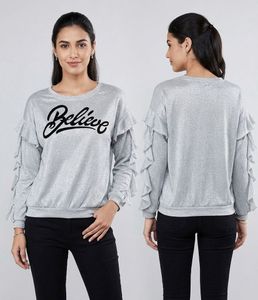 Sparkly "Believe" Ruffle Baggy Sleeve Top