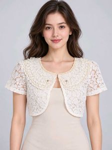 Elegant Lace Bolero with Pearl Detail