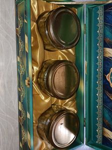 Wooden Storage Box With Three Glass Jars