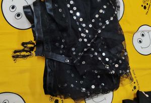 Sparkling Black Tulle Scarf