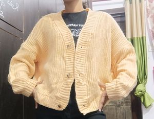 Cream Oversized Knitted Cardigan For Women