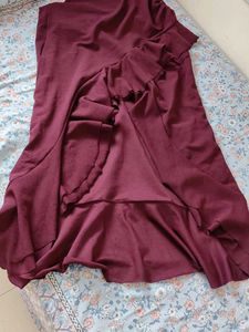 ✨ Burgundy Ruffle Maxi Dress"Belt Freebie"