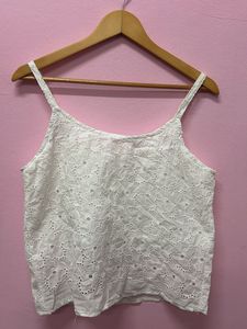 Chic White Eyelet Cami Top and shorts set