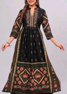 Elegant Black Printed Kurta Set