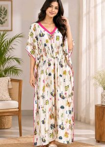 Chic Butterfly Print Kaftan Nighty