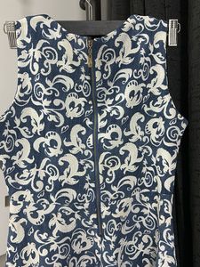 Blue &amp; White Floral Sleeveless Dress