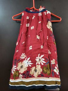 Chic Red Floral Halter Top