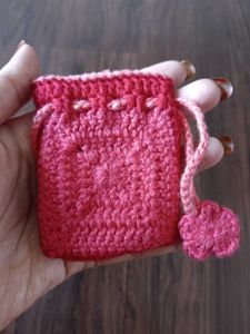 Crochet Fluffy flower mini purse /pouch