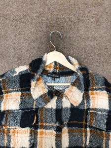 Plaid Fleece Shirt Jacket