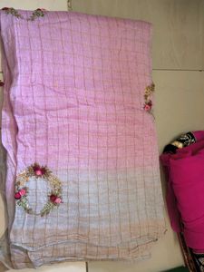 Beautiful Pink Embroidered Saree
