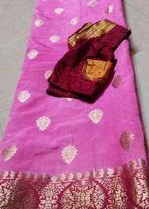 Elegant Pink Banarasi Silk Saree