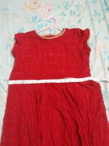 Vibrant Red Ethnic Gown length 52 high and low