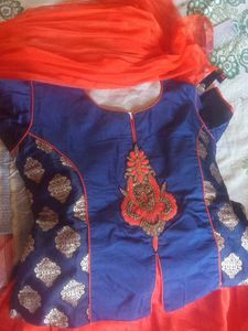 Elegant Orange &amp; Blue Ethnic Kurta Set