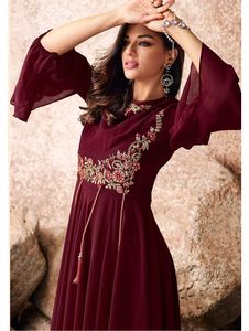 Embroidered Maroon gown