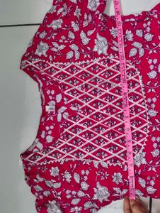 Vibrant Pink Floral short anarkali with sharara