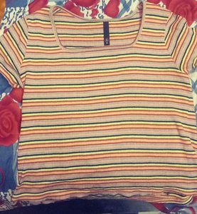 Striped Square Neck Top