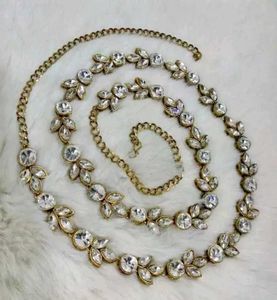 Crystal & Gold Flower Chain Belt