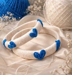 Handmade White & Blue Heart Bangles 💙