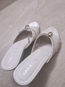 White Luna Blu Heels