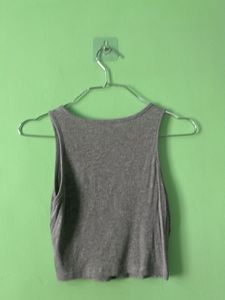 Ribbed Grey Cropped Tank Top