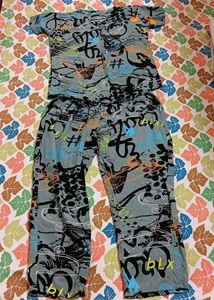 New - Graffiti Skateboard Print Paijama set