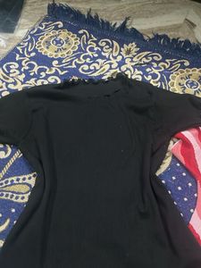Cute Heart Print Sweater &amp; Black Top