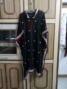 black kaftan Georgette kurti with white heavy work