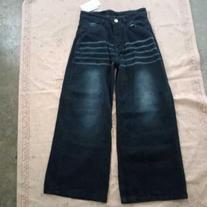 Wide Leg Dark Wash Jeans      unisex jean