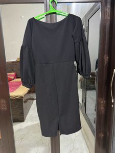 Black one piece dress+purple tshirt combo