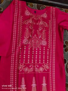 Beautiful Pink Kurta with Gold Print