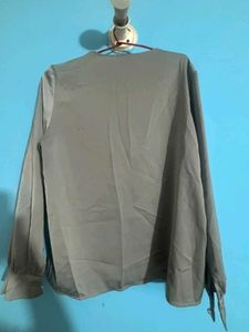 Elegant Grey Pleated Blouse