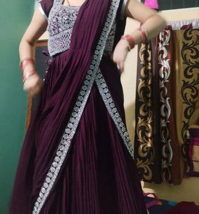 Ready To Wear Saree In Lahnga Style