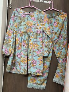 Bohemian Floral Print Kurta  cord set
