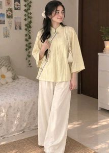 Stylish butter yellow kimono top