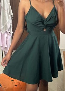 Green Twist Front Mini Dress