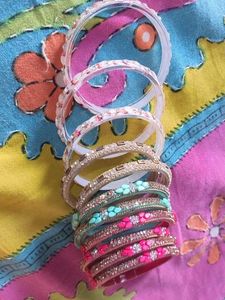 Set of Colorful Embellished Bangles