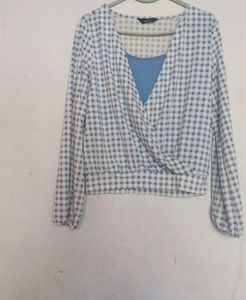 New Look Gingham Wrap Top