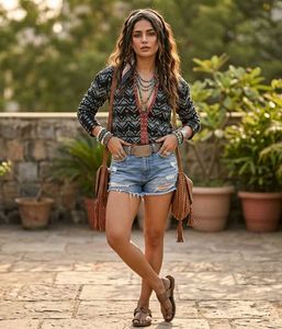 Boho Embroidered Black Cardigan