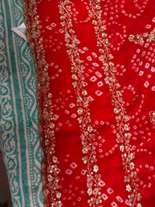 red chunari wid green blouse