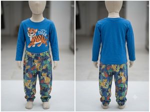 Cute Blue Tiger Print Pajama Set