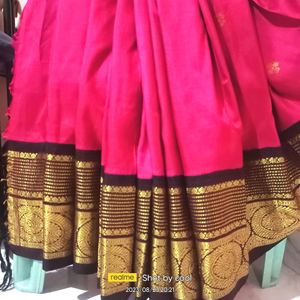 Cherry 🍒 Red Colour Semi Silk Pattu Saree