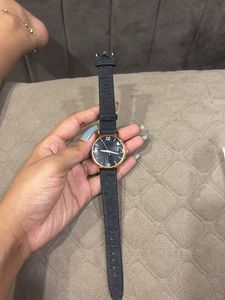 Classic Black Leather Strap Watch