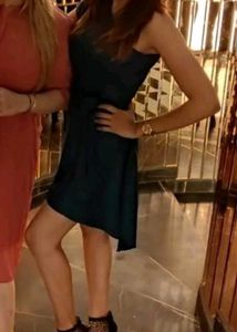 Green One-Shoulder Satin Dress