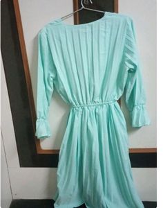 Sky-blue Dress Below Knee