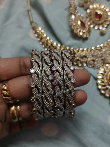 Elegant Kundan Necklace, Bangalore and Earring Set