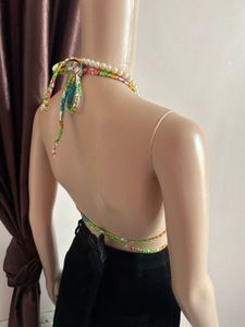 Retro Floral Print Triangle Bikini Top (30-32 bust