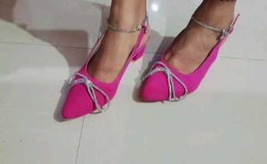 Hot Pink Pointed Flats with Bow Detail