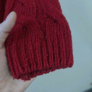 Maroon Cable Knit Sweater